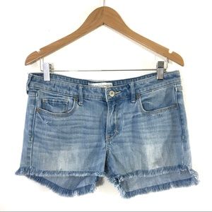 Abercrombie Frayed Hem Denim Shorts Cutoff Blue